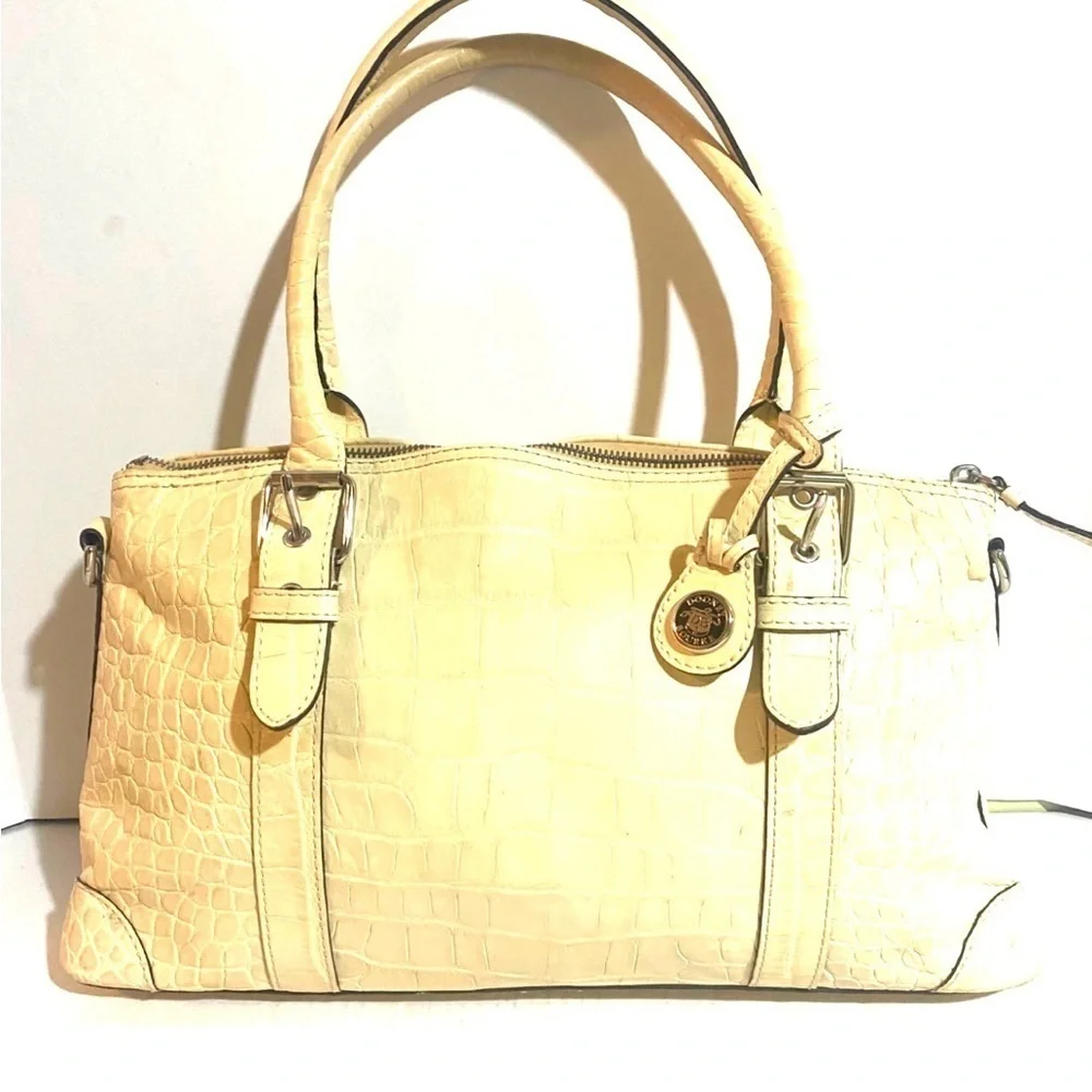 Dooney bourke Cream Croc-Embossed leather satchel Handbag